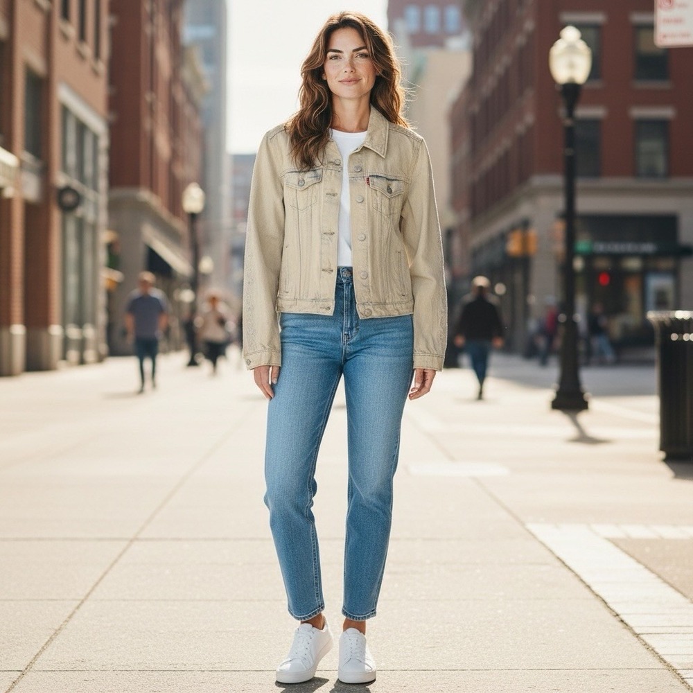 Levi's Bleached Light Wash Denim Jean Jacket Country Western Embroidered Sleeves